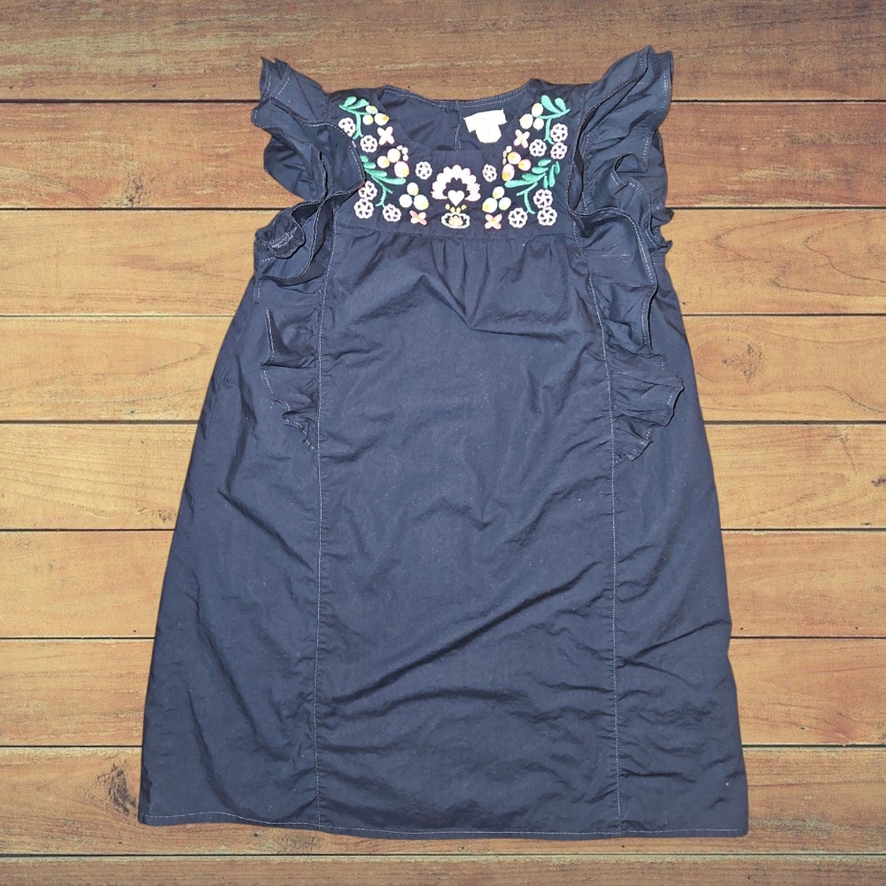 J.Crew Navy Dress with Floral Embroidery
